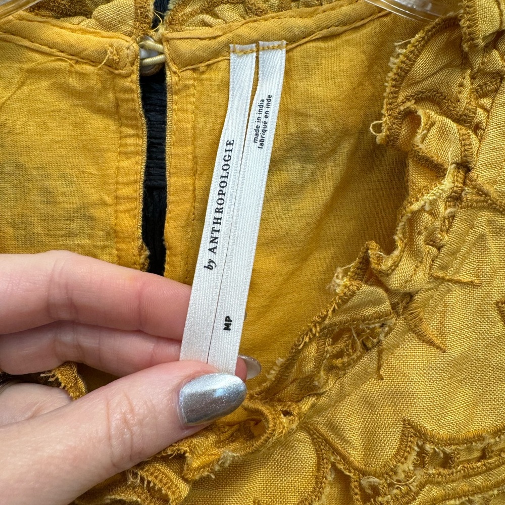 Anthropologie Yellow Eyelet Top - Medium Petite - Picture 3 of 5